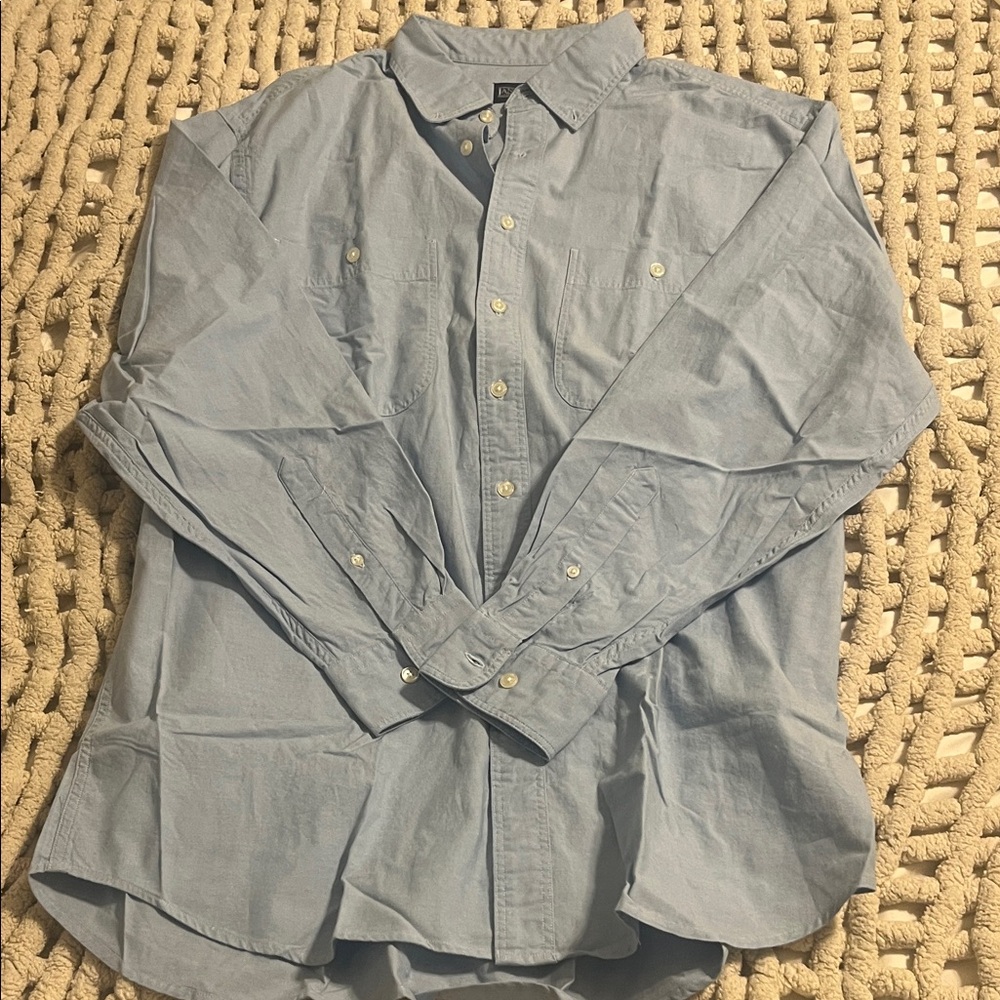 Lands' End Men's Casual Light Blue Button Down Shirt